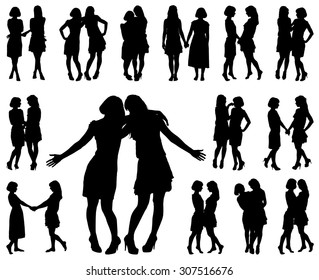 pic 2 Sisters Silhouette clipart library