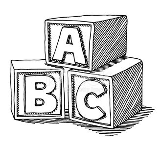 wallpapers Abc Blocks Black And White abc blocks outline flat icon on white