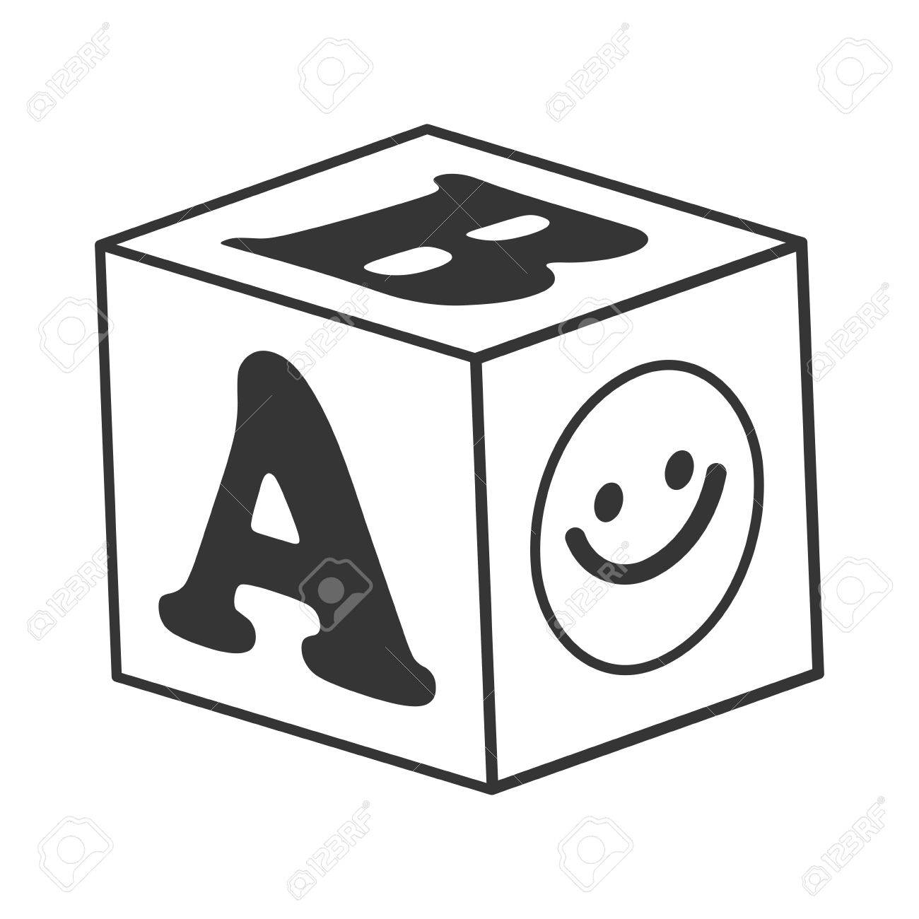 pic Abc Blocks Black And White abc blocks toy black and white isolated flat icon