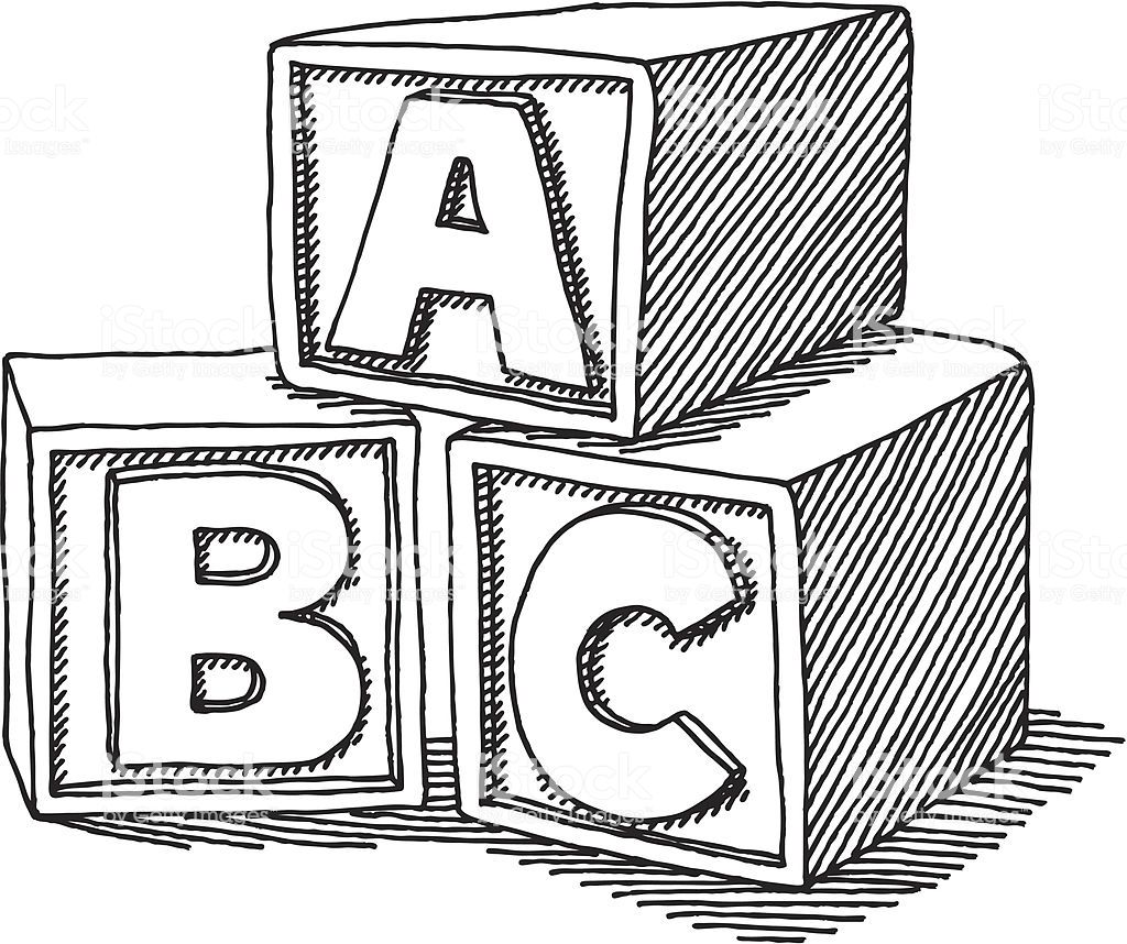 images Abc Blocks Black And White hand drawn vector sketch of abc letter