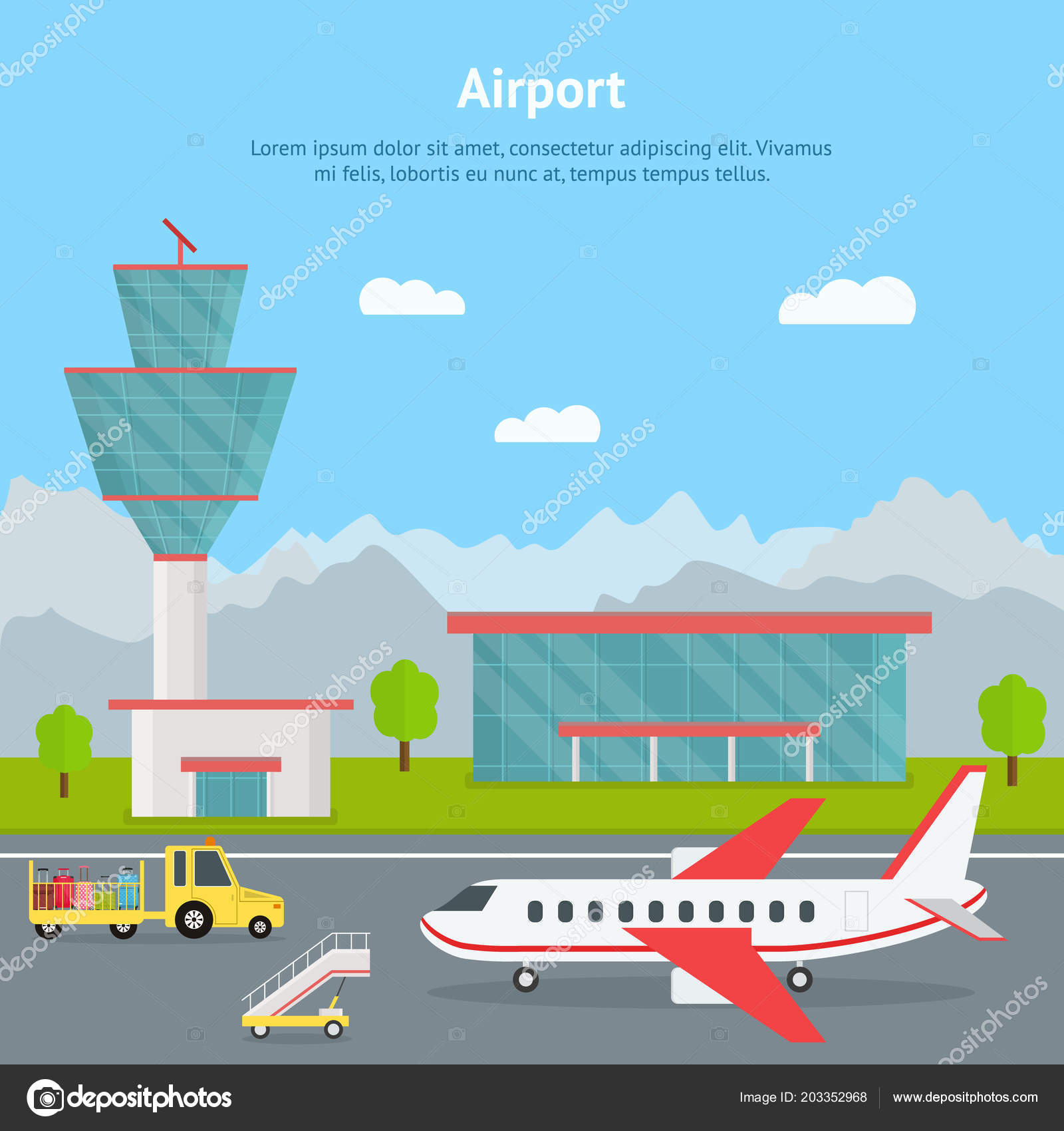picture Airport Dibujo https depositphotos com 203352968 stock illustration cartoon airport building and airplanes html
