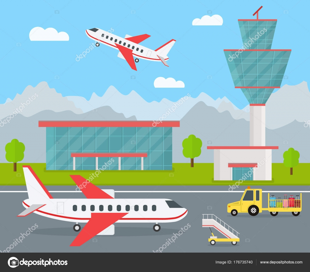 pix Airport Dibujo https depositphotos com 176735740 stock illustration cartoon airport building and airplanes html