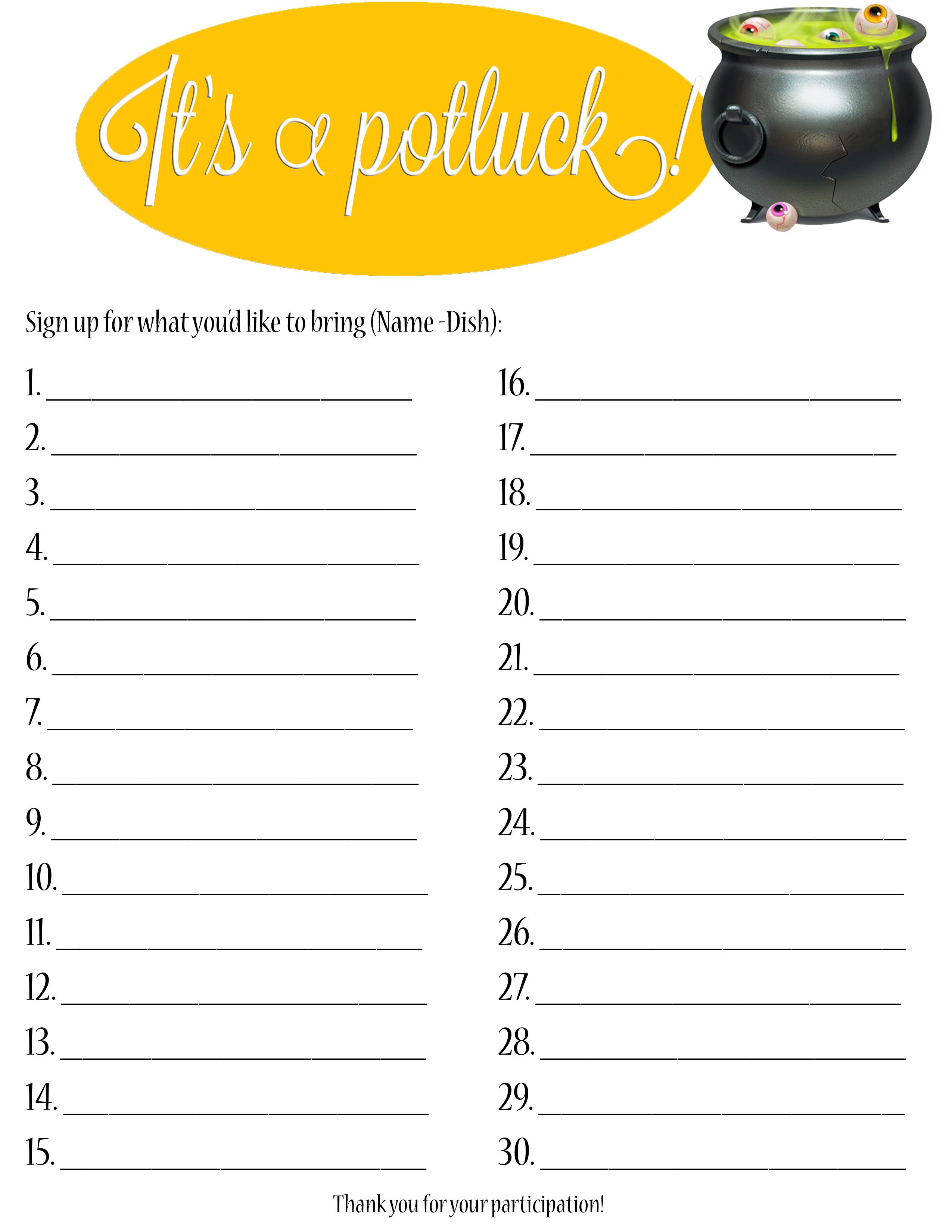 images Birthday Potluck Sign Up Sheet free potluck sign up sheet 22