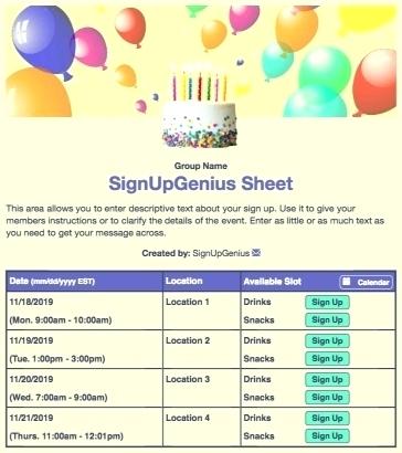 pics Birthday Potluck Sign Up Sheet potluck sign up sheets templates 2020
