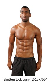 pic Black Male Abs handsome muscular arabic black man removing a leather coat showing