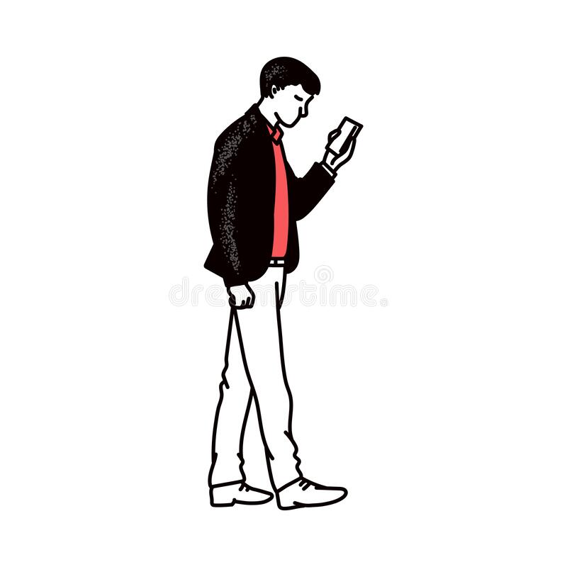 photo Cartoon Person On The Phone man talking on mobile phone and showing thumb up full length