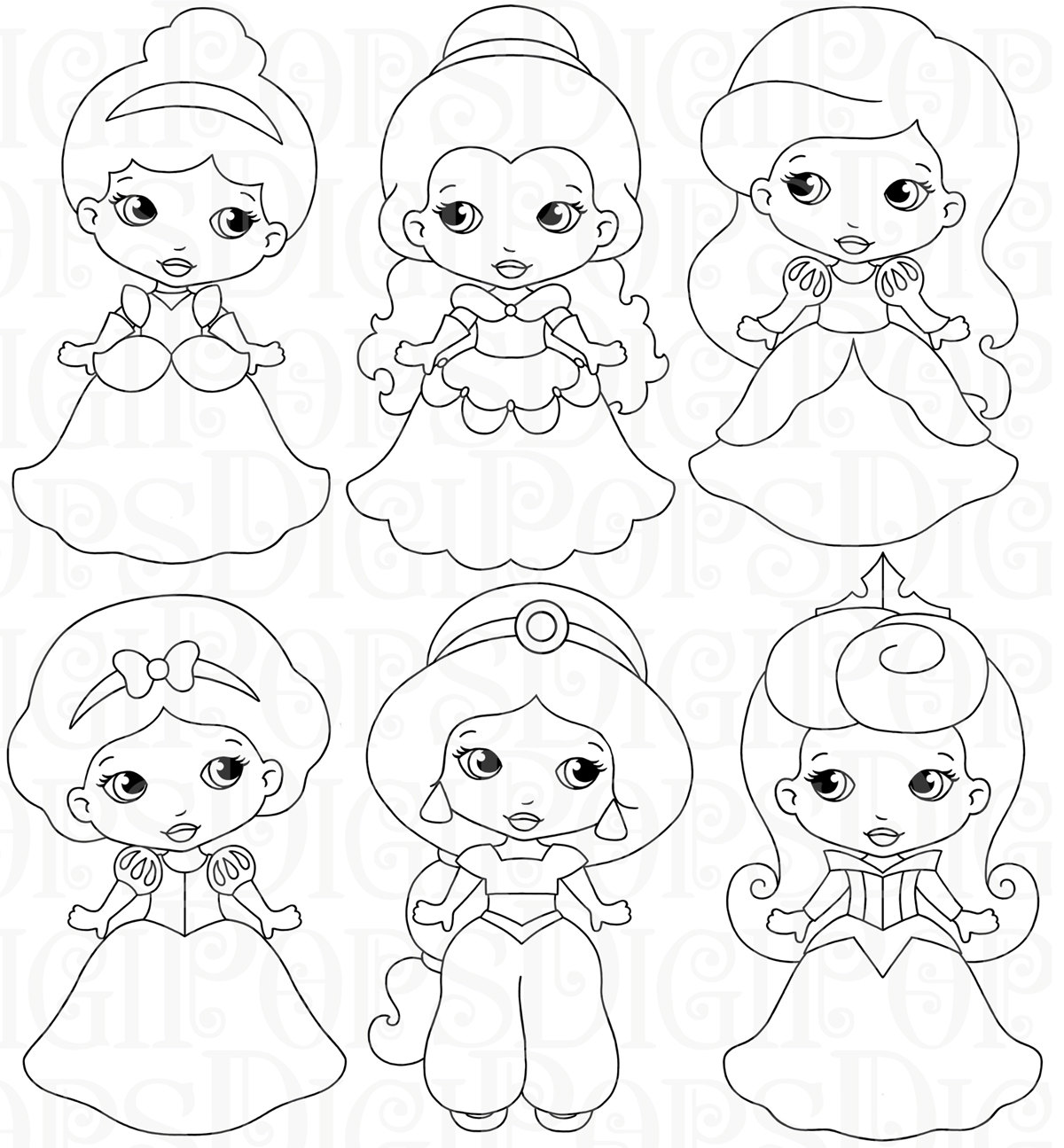 pics Disney Princess Clipart Black And White etsy