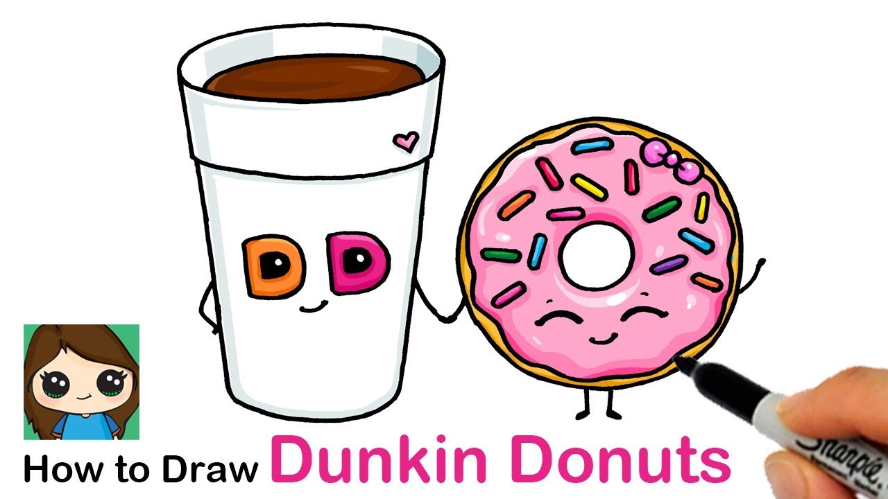 images Draw So Cute Donut how to draw a cup of coffee and donut easy dunkin donuts