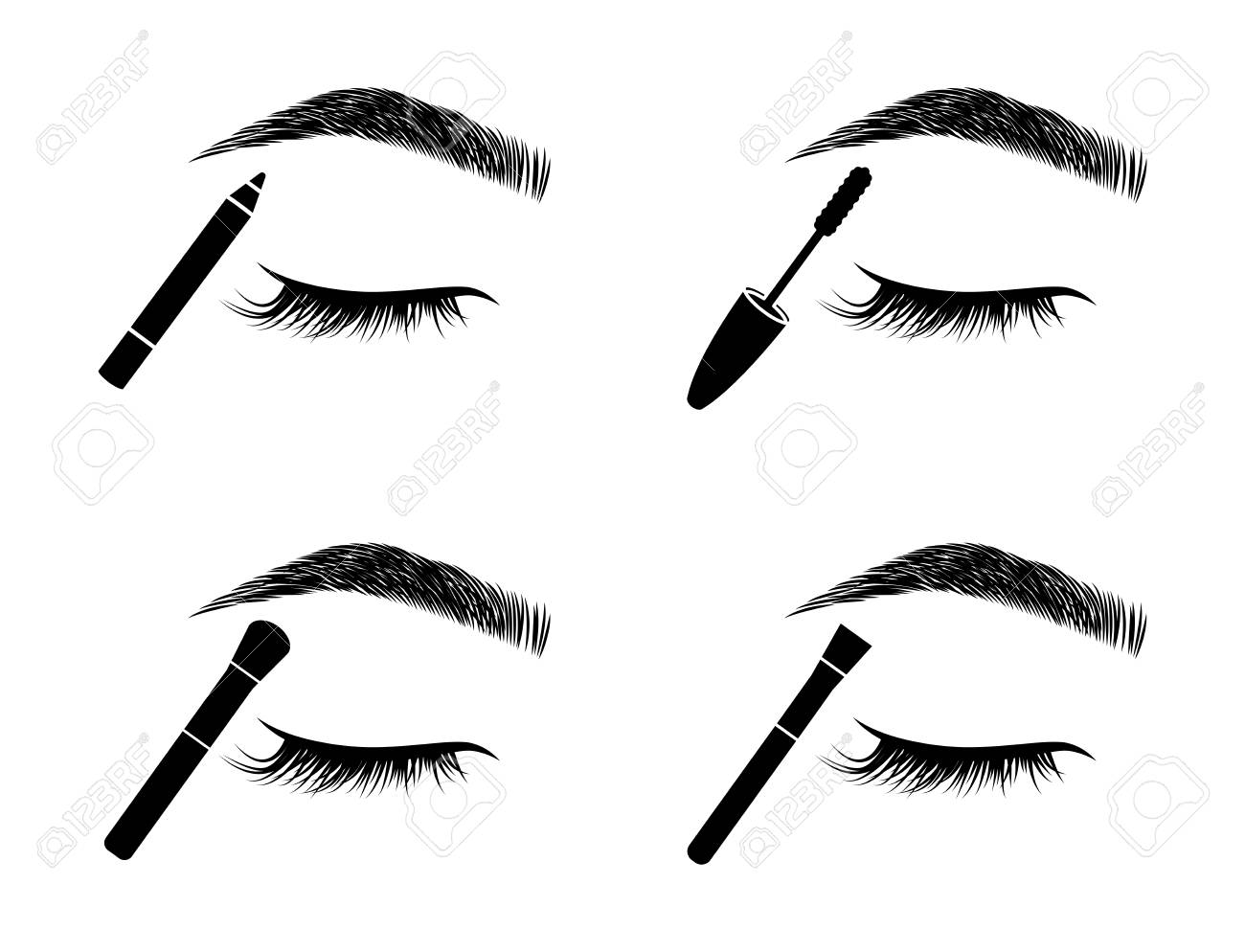 pic Eye Makeup Silhouette eye makeup vector icons set black silhouettes