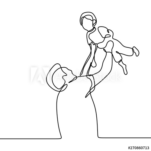 pix Father's Day Line Art happy father with little daughter