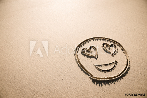 images Handwritten Smiley Faces https stock adobe com images romantic valentine s day drawing of a smiley face emoji with love heart eyes handwritten in smooth sand copy space under bright sun 250342964 start checkout 1 content id 250342964
