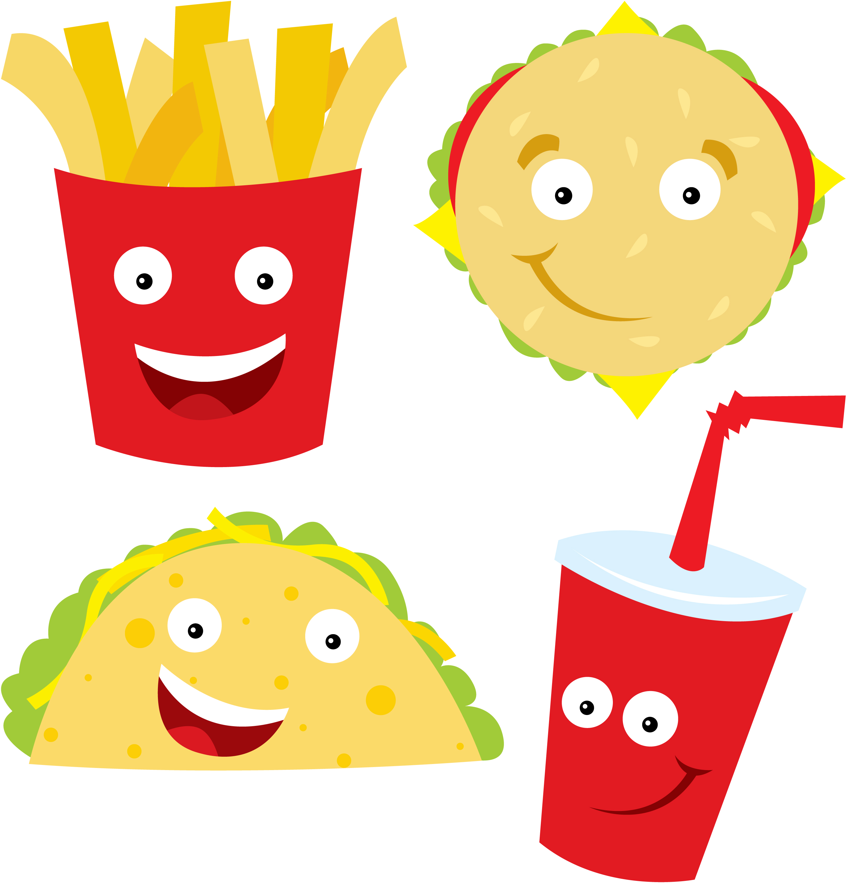 pic Happy Food Clipart burger fast food cartoon with happy expression face vector