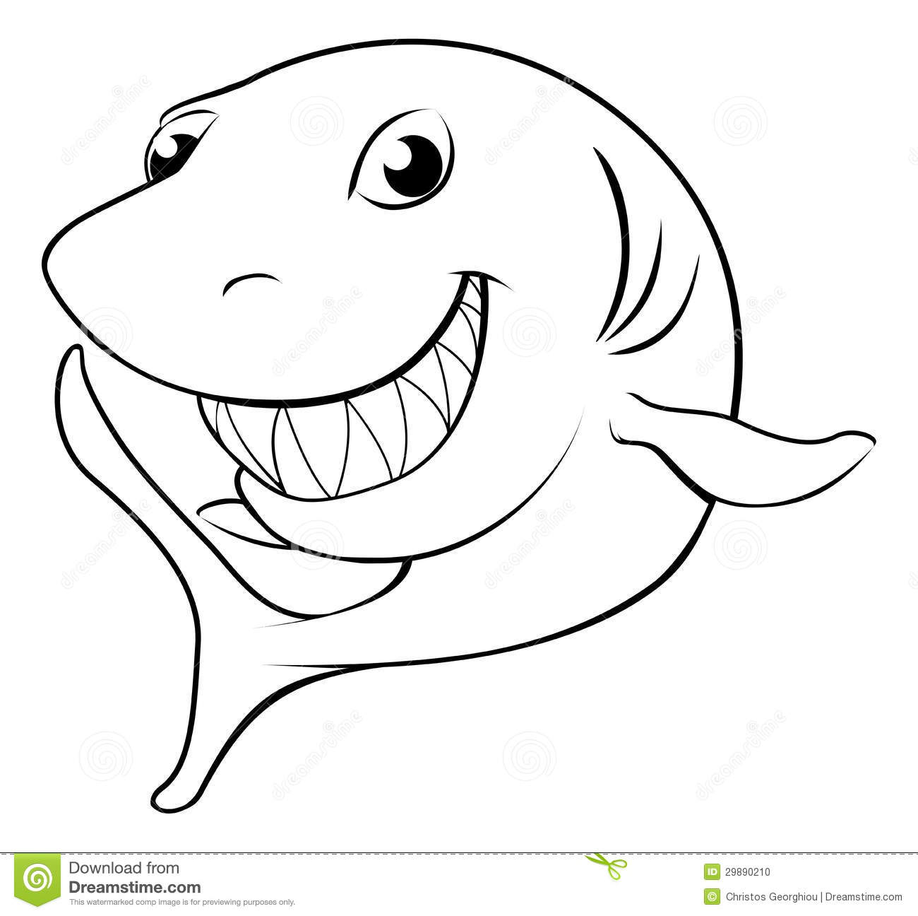 picture Happy Shark Clipart Black And White black and white cartoon illustration of shark fish sea life animal