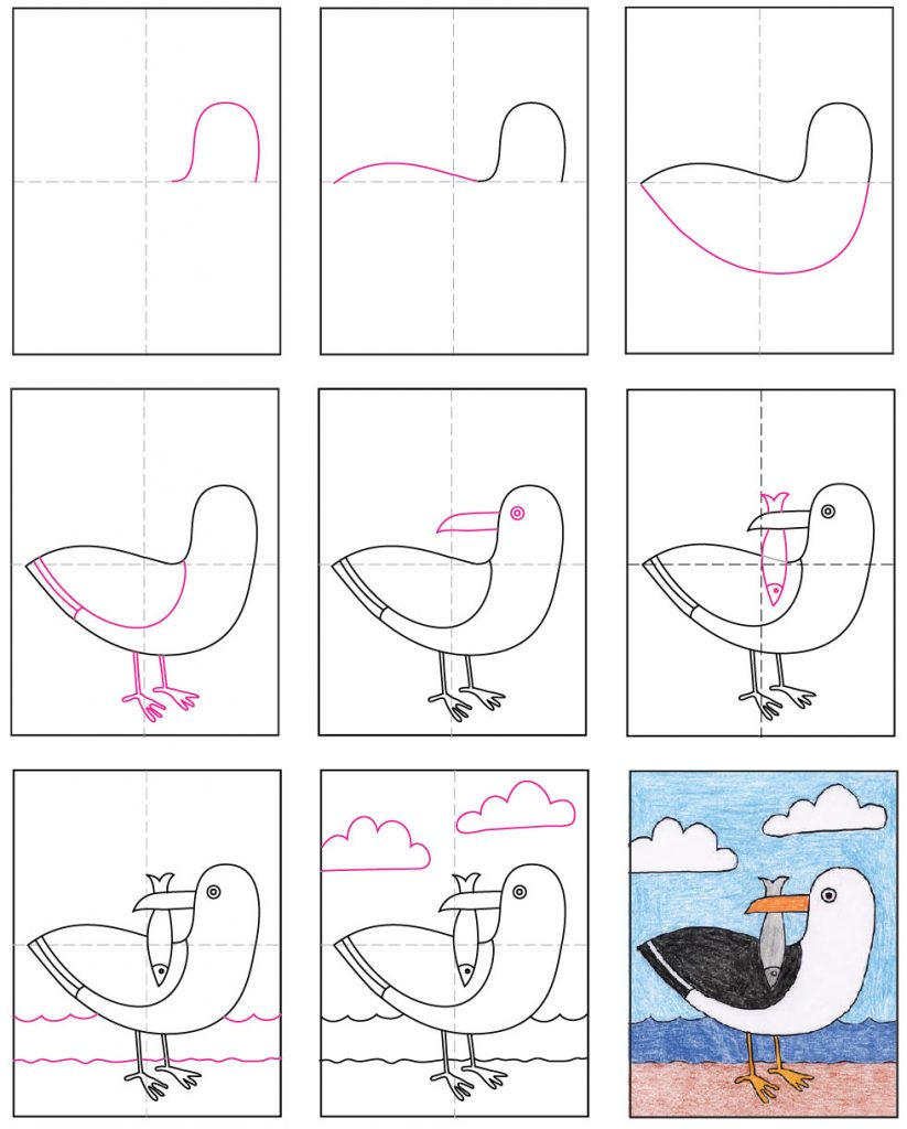 picture How To Draw A Seagull Step By Step draw a seagull art projects for kids