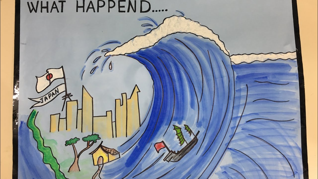 pic How To Draw A Tsunami Easy world tsunami day poster drawing on tsunami day how to draw tsunami