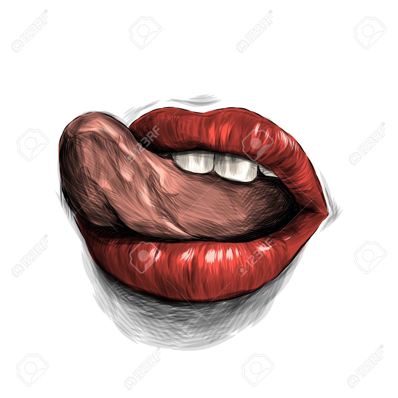 picture How To Draw Lips With Tongue Sticking Out drawing tutorial easy