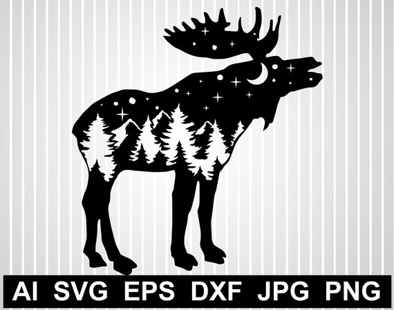 photo Moose Silhouette Svg moose silhouette scene svg dxf