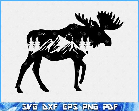 pic Moose Silhouette Svg moose silhouette svg dxf eps png jpg