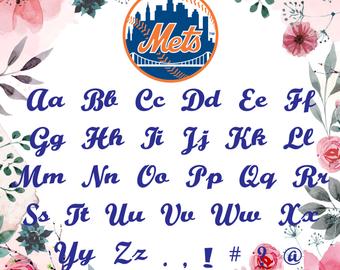 pix Ny Mets Script Font light iron on transfer