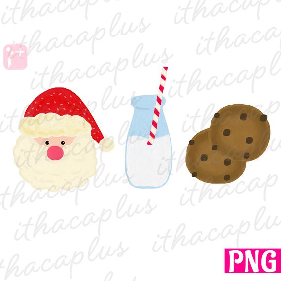 pic Santas Cookies Clipart santa cookies milk png files for sublimation santa clipart etsy