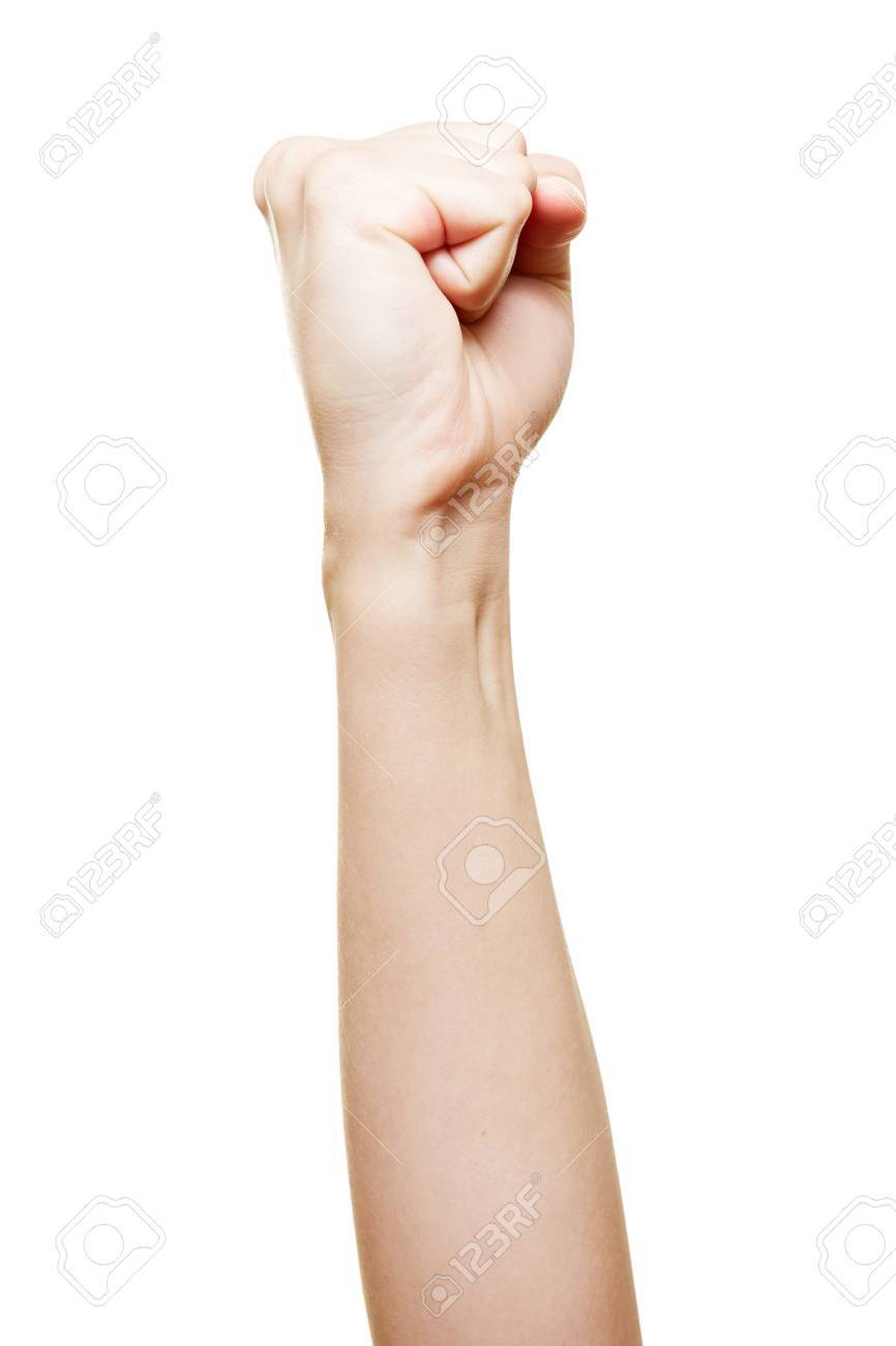 photo Sideways Fist clenched fist of a woman pointing up