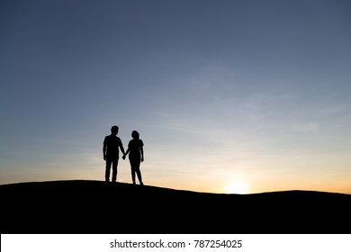 picture Silhouette Couple Walking Away dreamstime com