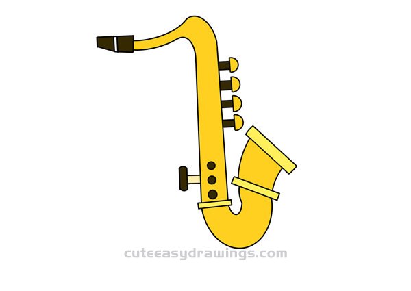 photo Simple Saxophone Drawing how to draw a saxophone saxophone easy draw tutorial