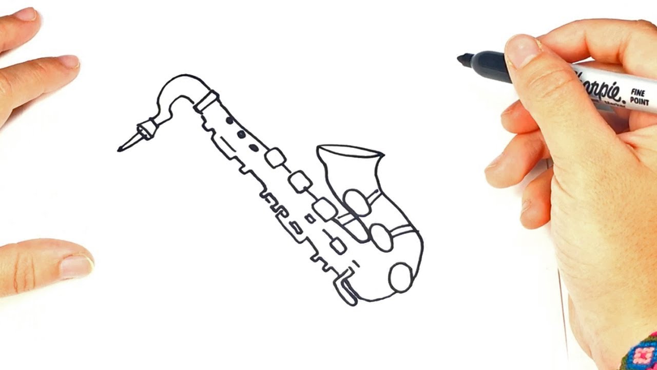 images Simple Saxophone Drawing saxophone drawing easy for kids cute