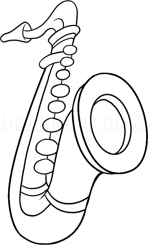 pic Simple Saxophone Drawing how to draw a saxophone very easy for kids