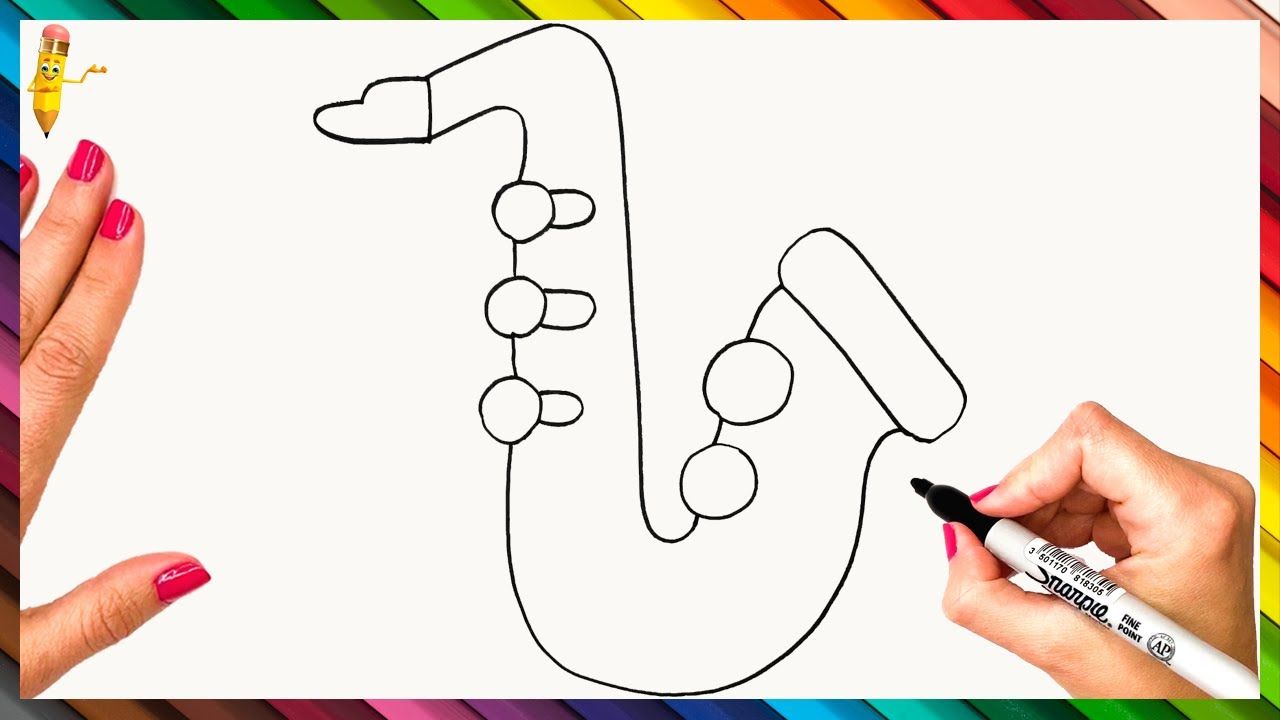 picture Simple Saxophone Drawing how to draw a saxophone step by step