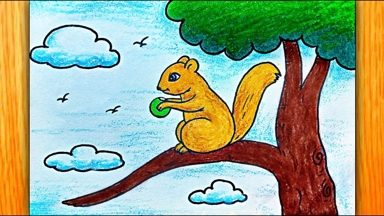 wallpapers Squirrel Climbing Tree Drawing squirrel climbing tree stock
