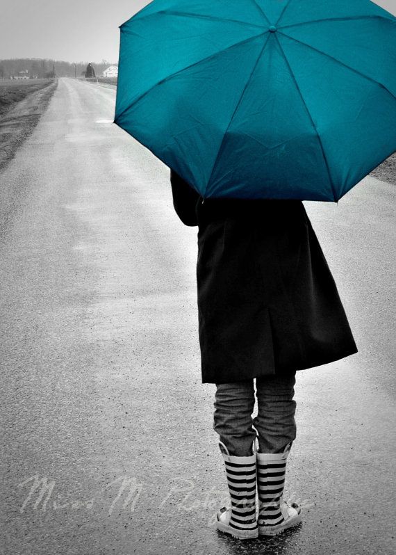 photo Teal Umbrella Rain depositphotos