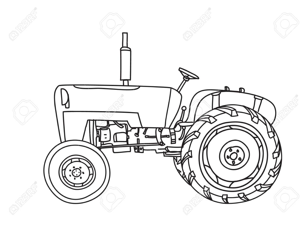 images Tractor Line Drawing https www shutterstock com image vector tractor editable vector icon linear style 456388516