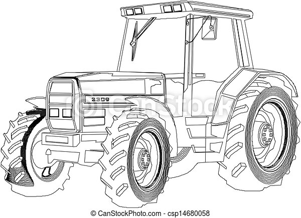 picture Tractor Line Drawing tractor linear icon agricultural implement thin line illustration